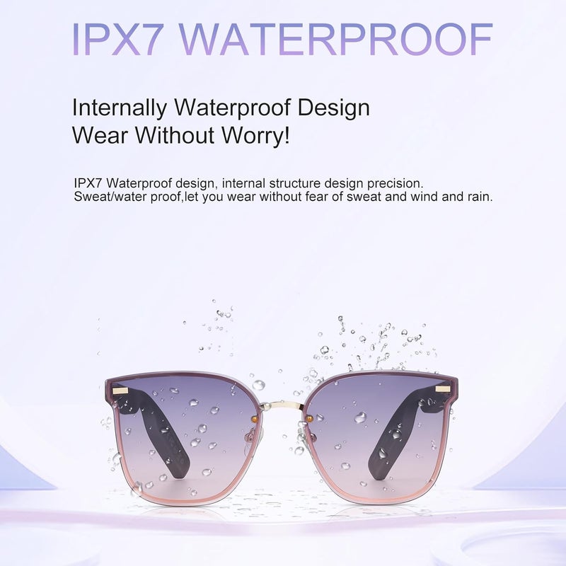 Dormiro Smart Glasses for Women IPX7 Waterproof AI Glasses with Translator 150+ Language Bluetooth Glasses with Speaker,Open Ear Headphones,Touch Control Smart Sunglasses - Image 5